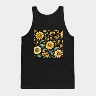 Yellow Floral Illustration Tank Top